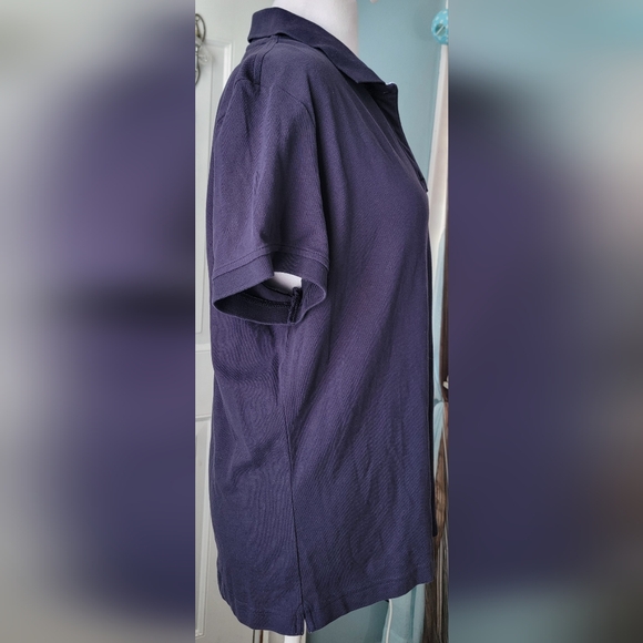 Y2K Tommy Hilfiger Polo Women's XL Navy Short Sleeve 1/4 Button Strechy Cotton - Picture 4 of 13